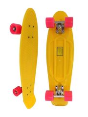 Скейт Longboard Penny 28 желтый с розовыми колесами